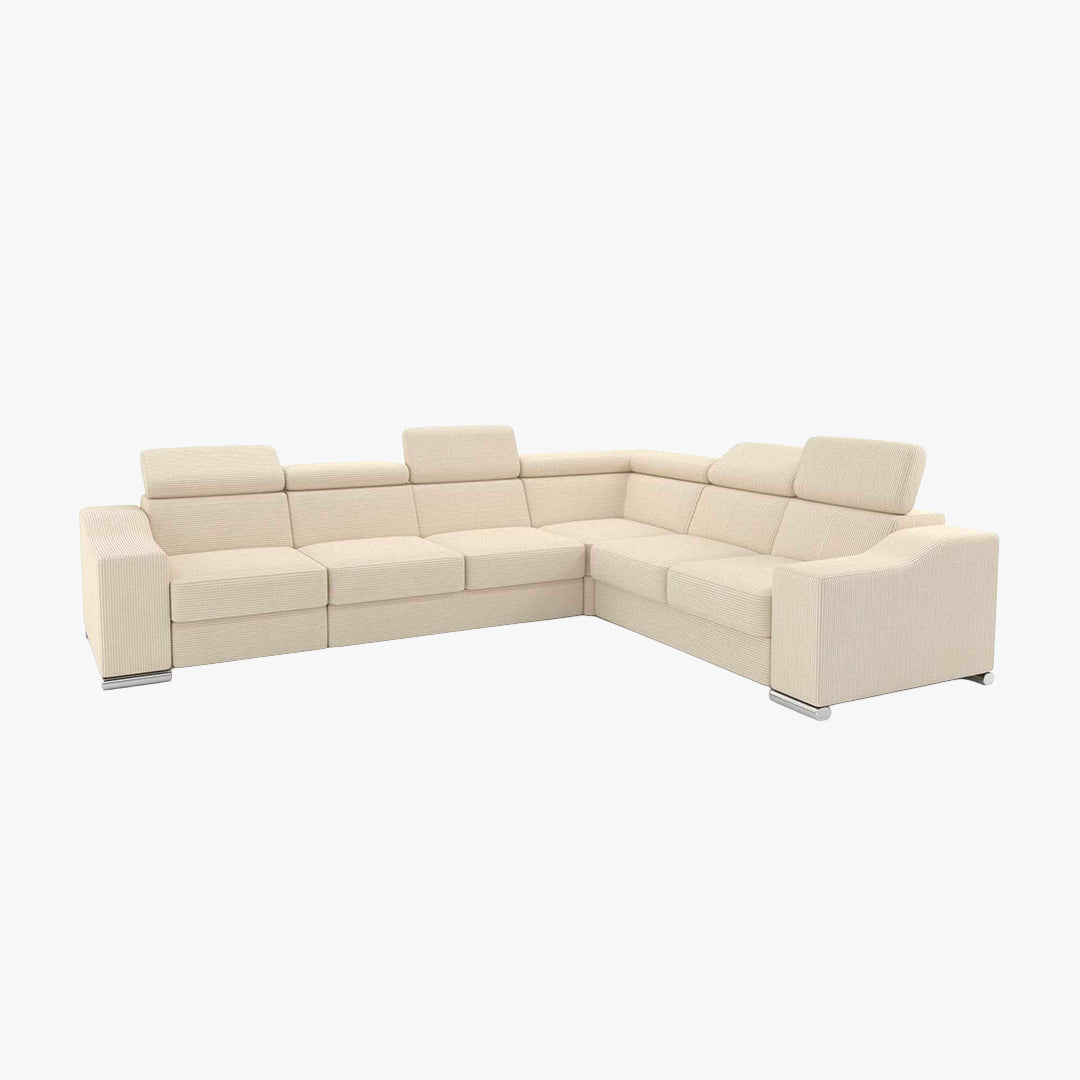 LUCKY COTELÉ Canapé d’angle convertible réversible en velours côtelé beige