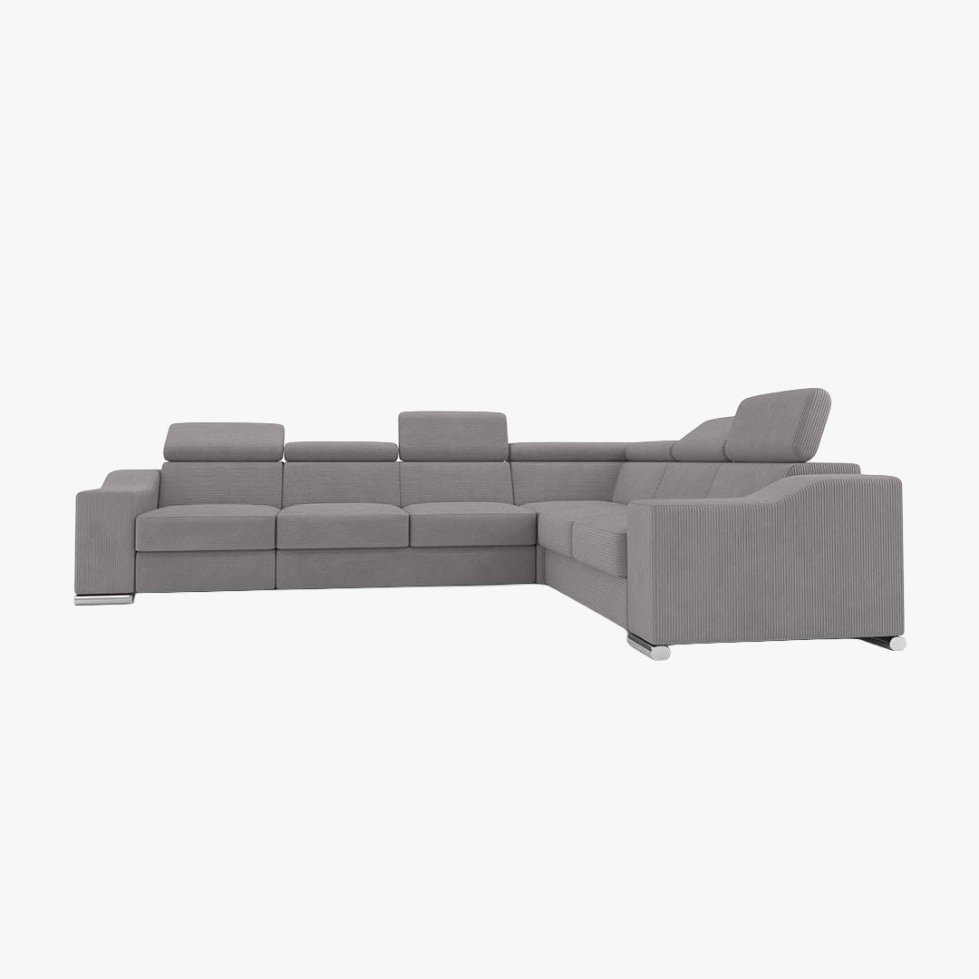 LUCKY COTELÉ Canapé d’angle convertible réversible en velours côtelé gris