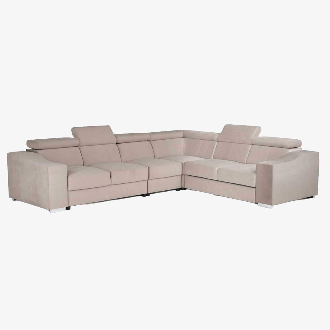 LUCKY Canapé d’angle convertible réversible en velours beige