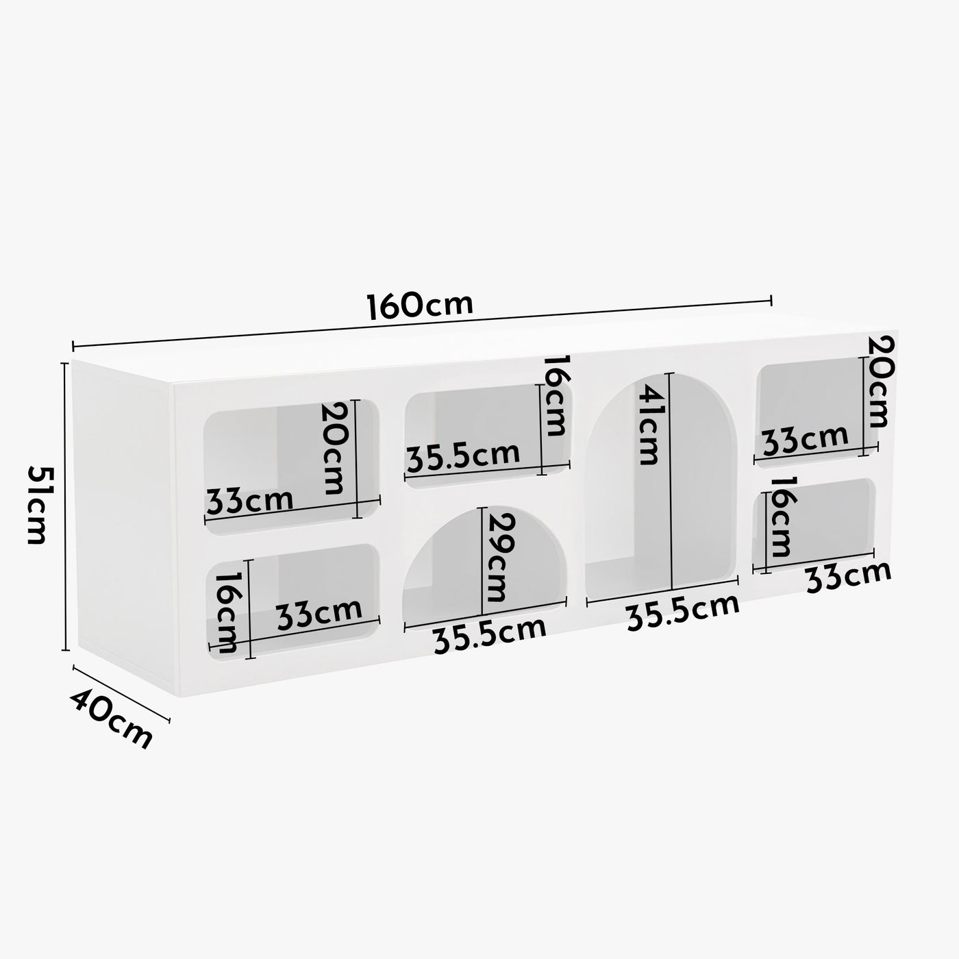 VERA Console avec 6 niches blanc 120 cm