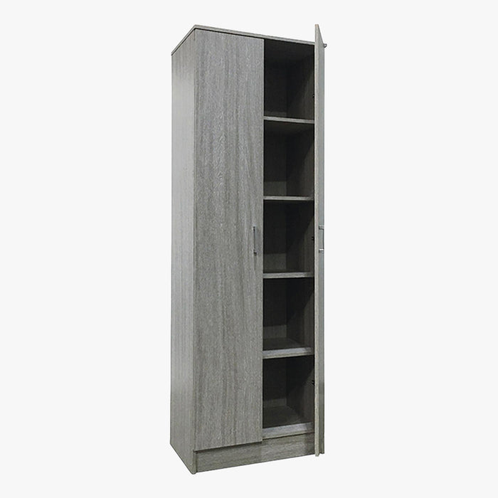 RAY Armoire 2 portes 4 étagères couleur chêne gris