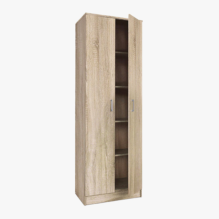 RAY Armoire 2 portes 4 étagères couleur chêne clair