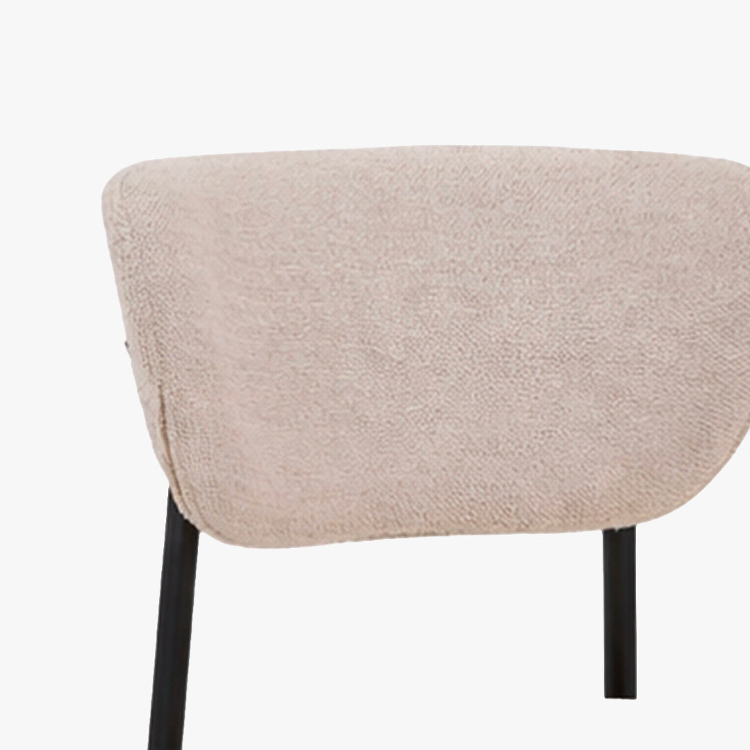 MILA NOIR Lot de 2 chaises en tissu beige piètement en métal noir