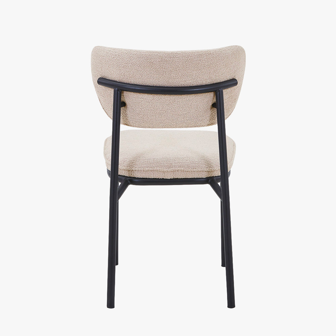 MILA NOIR Lot de 2 chaises en tissu beige piètement en métal noir