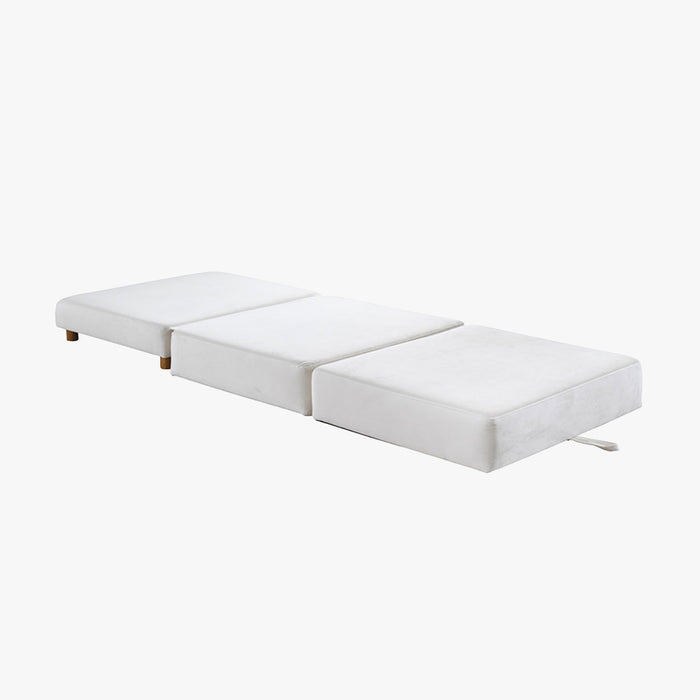 PAULA Banquette carrée convertible en tissu blanc écru