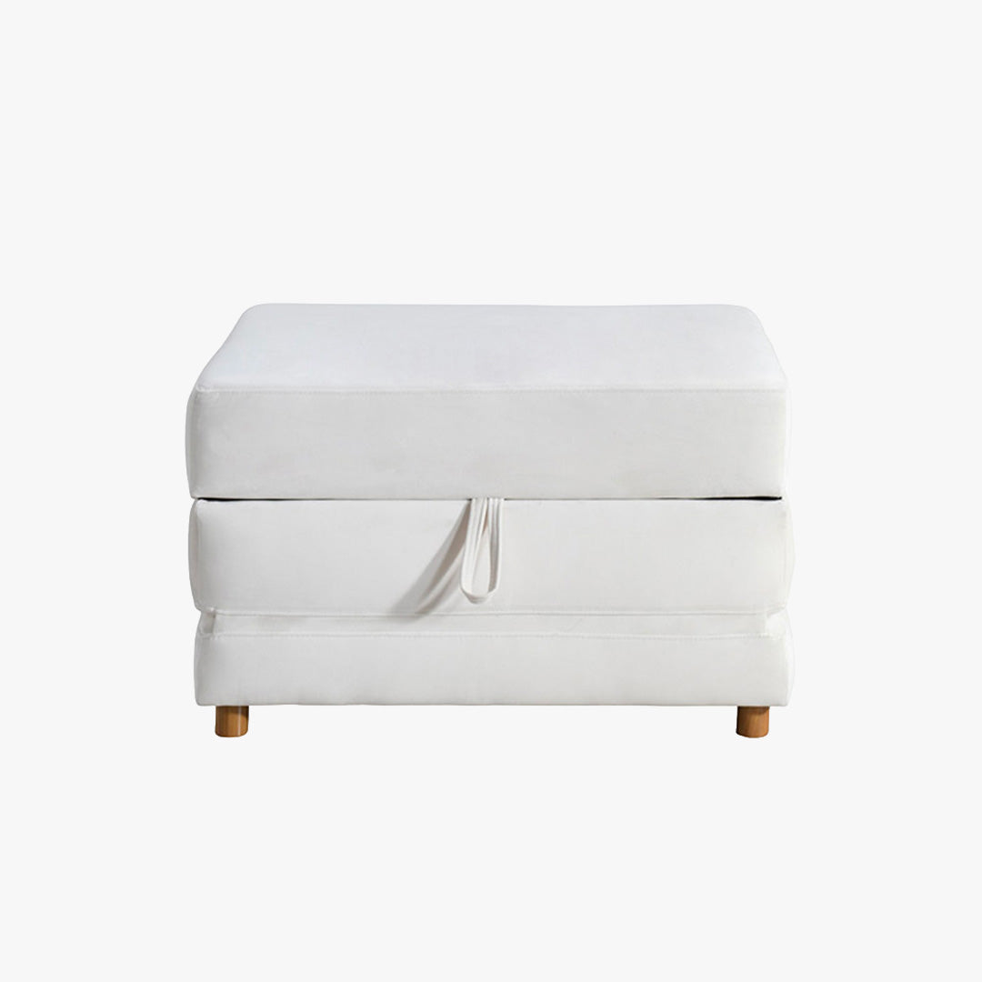 PAULA Banquette carrée convertible en tissu blanc écru