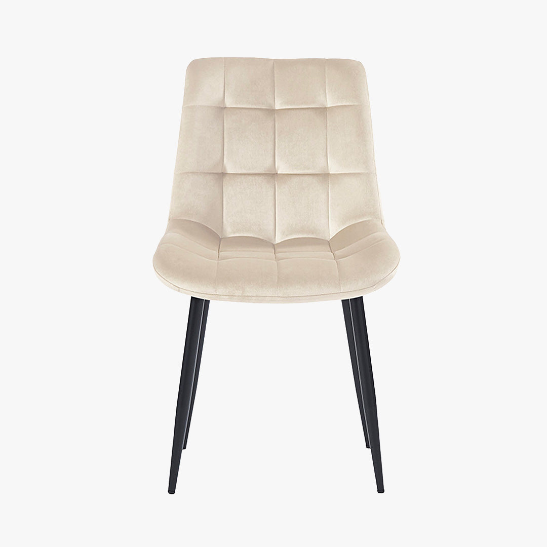 JEYA Lot de 2 chaises en velours beige pieds en métal noir