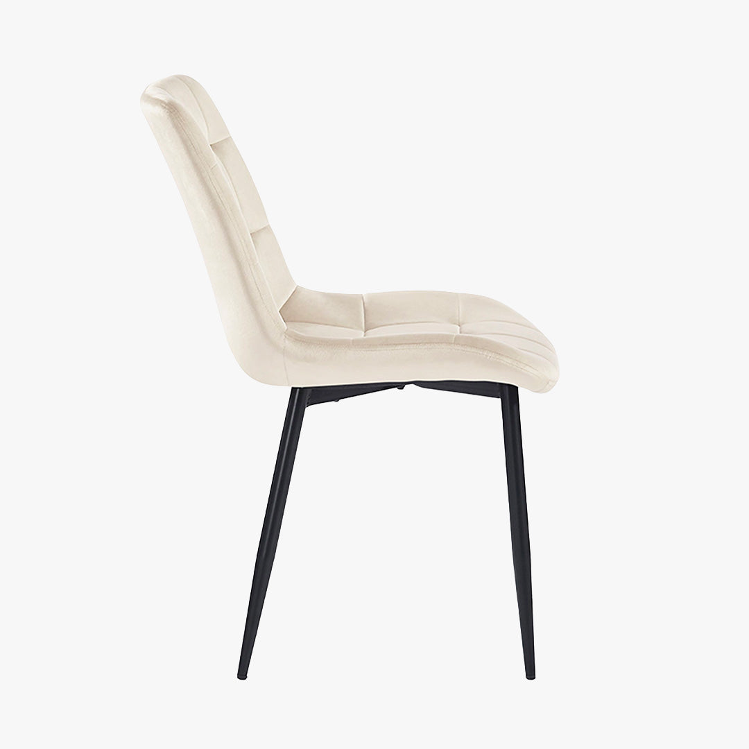 JEYA Lot de 2 chaises en velours beige pieds en métal noir