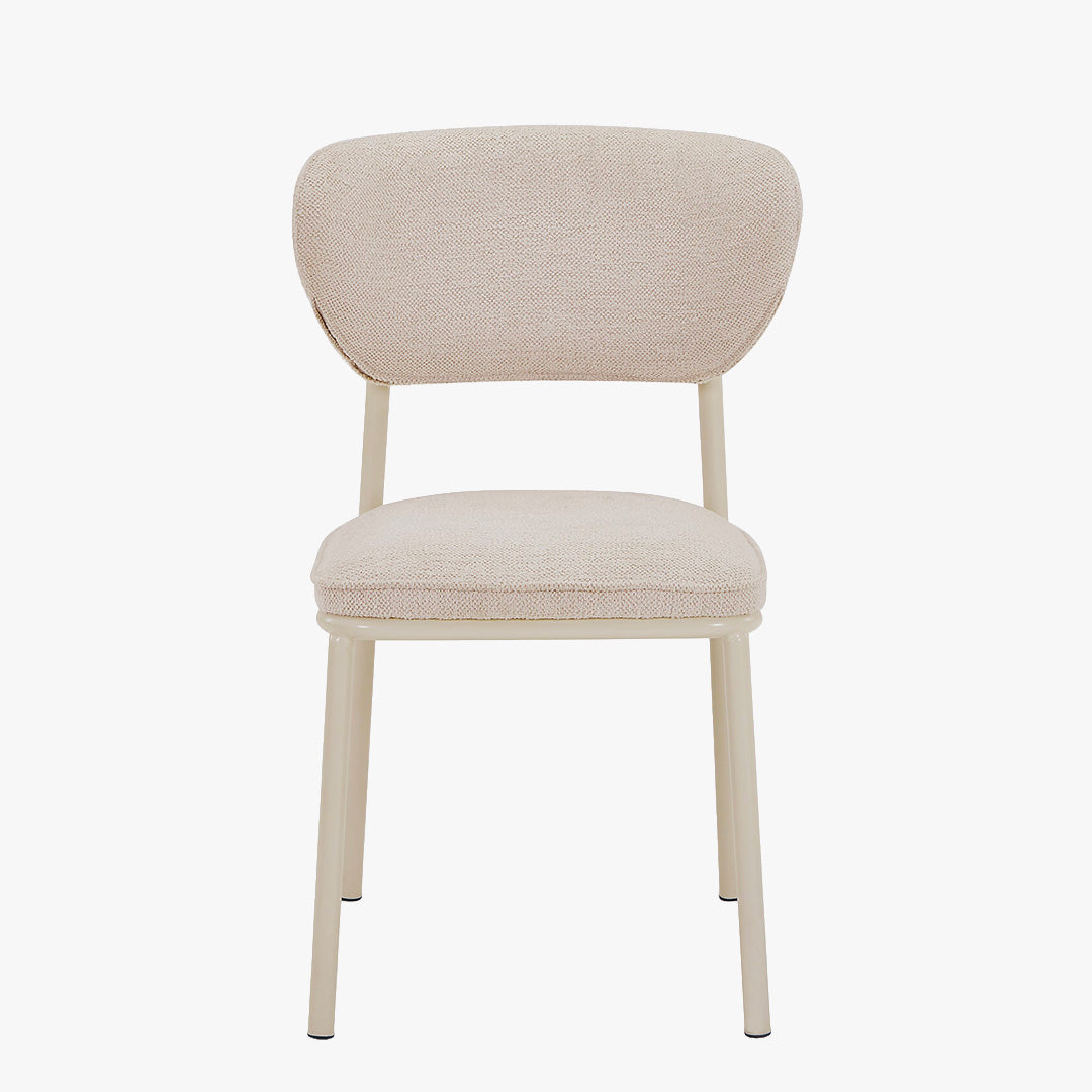 MILA Lot de 2 chaises en tissu beige piètement en métal beige