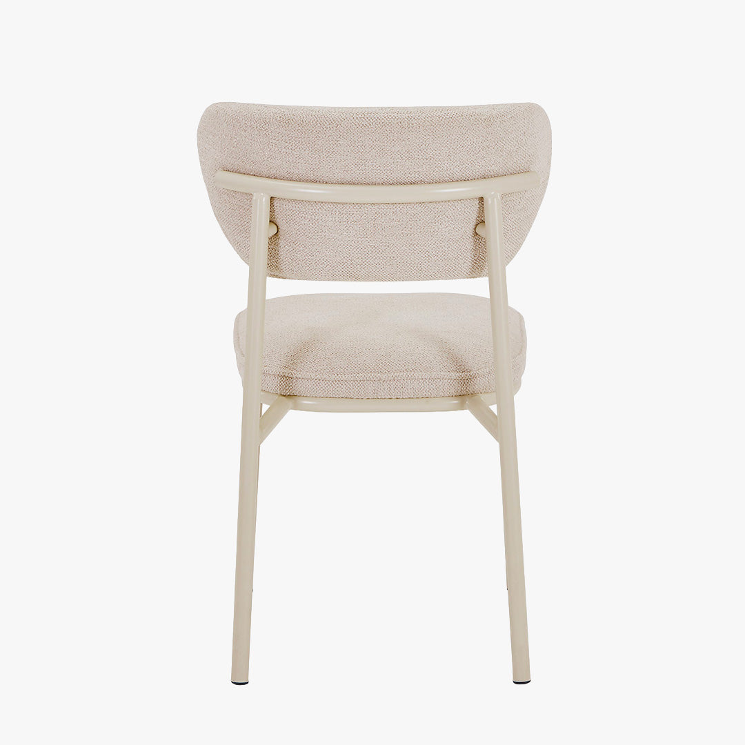 MILA Lot de 2 chaises en tissu beige piètement en métal beige