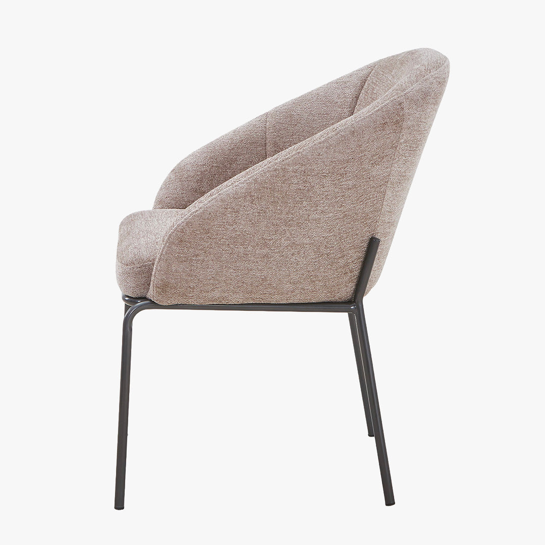 ESMA Chaise en tissu taupe pieds en métal noir