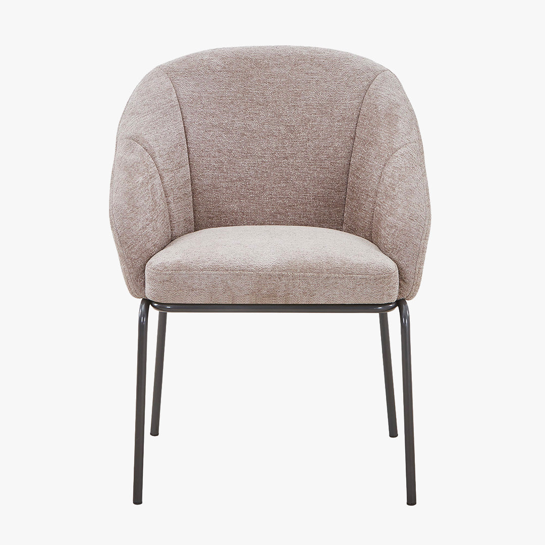 ESMA Chaise en tissu taupe pieds en métal noir