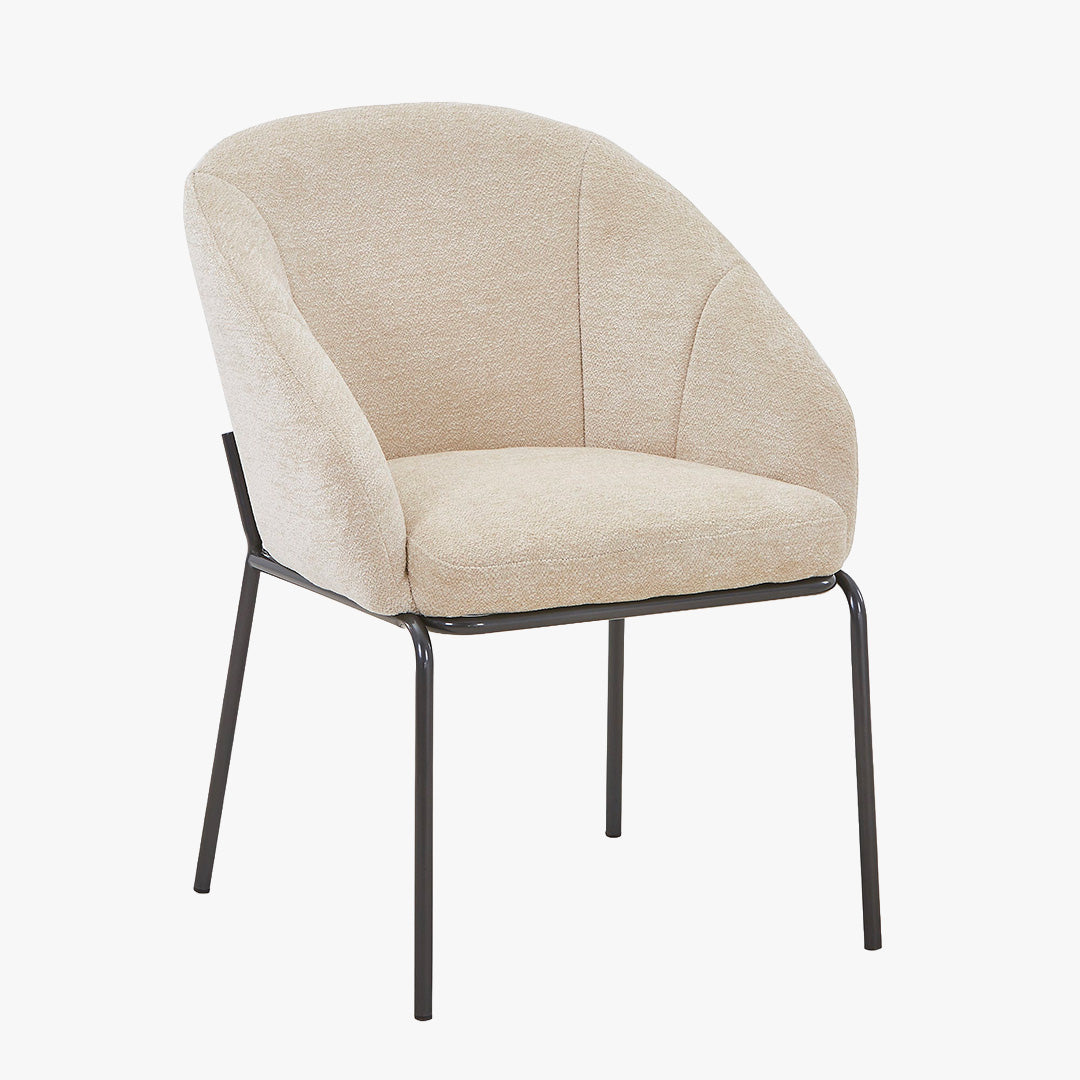 ESMA Chaise en tissu beige pieds en métal noir