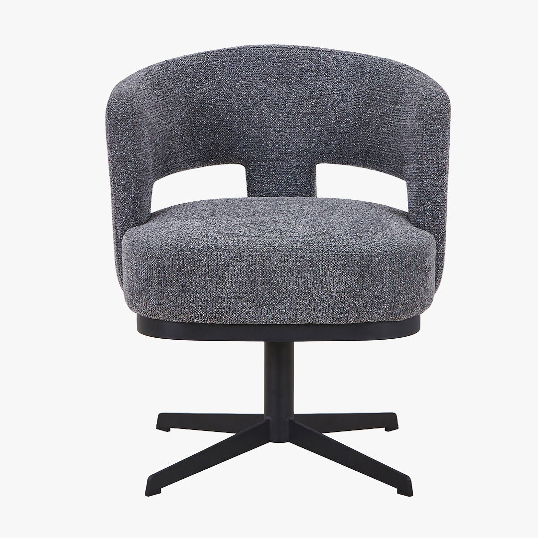 HAVA Chaise pivotante en tissu gris anthracite pieds en métal noir