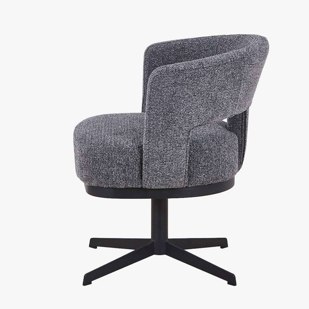 HAVA Chaise pivotante en tissu gris anthracite pieds en métal noir