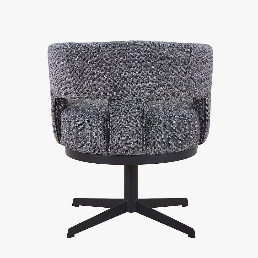 HAVA Chaise pivotante en tissu gris anthracite pieds en métal noir