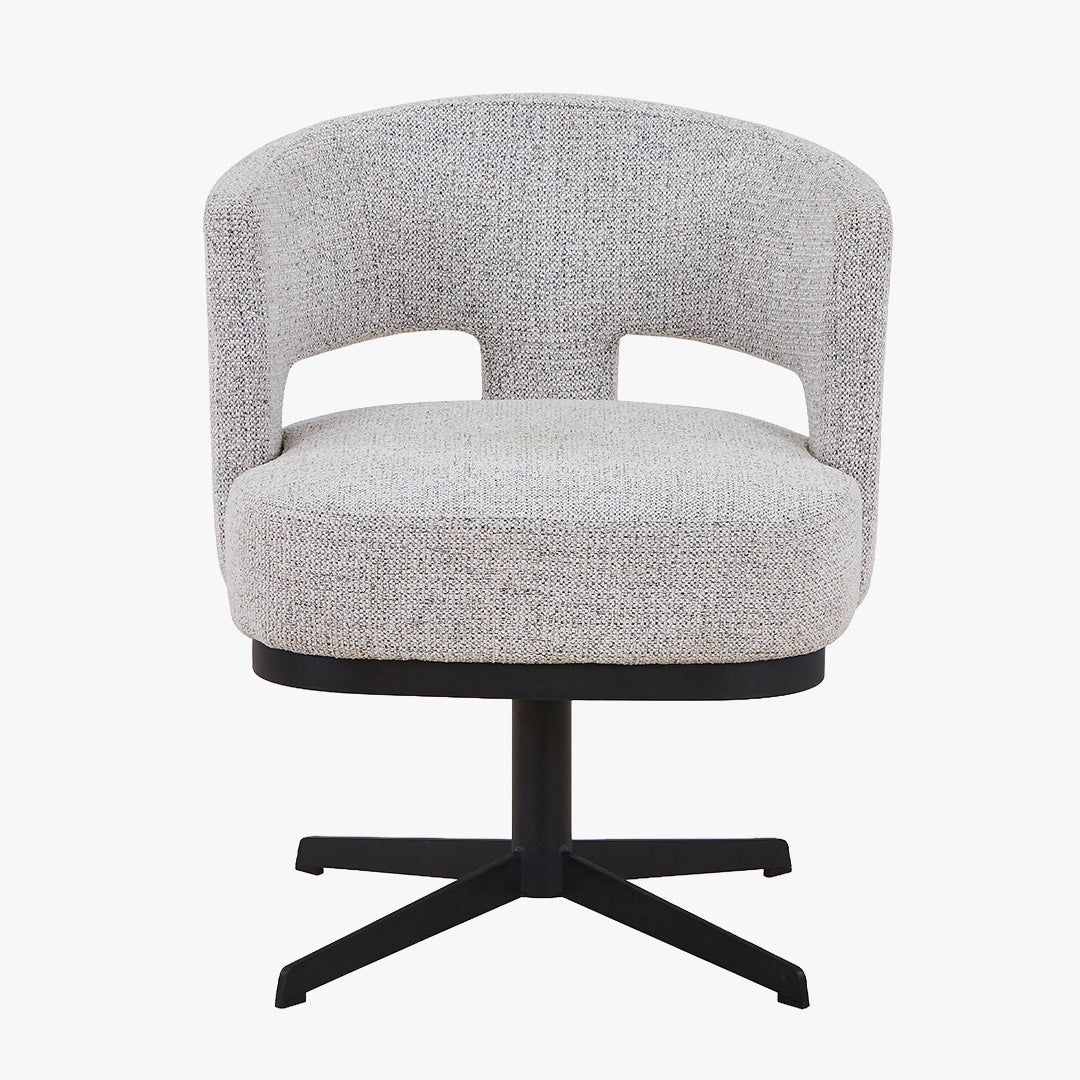 HAVA Chaise pivotante en tissu gris clair pieds en métal noir