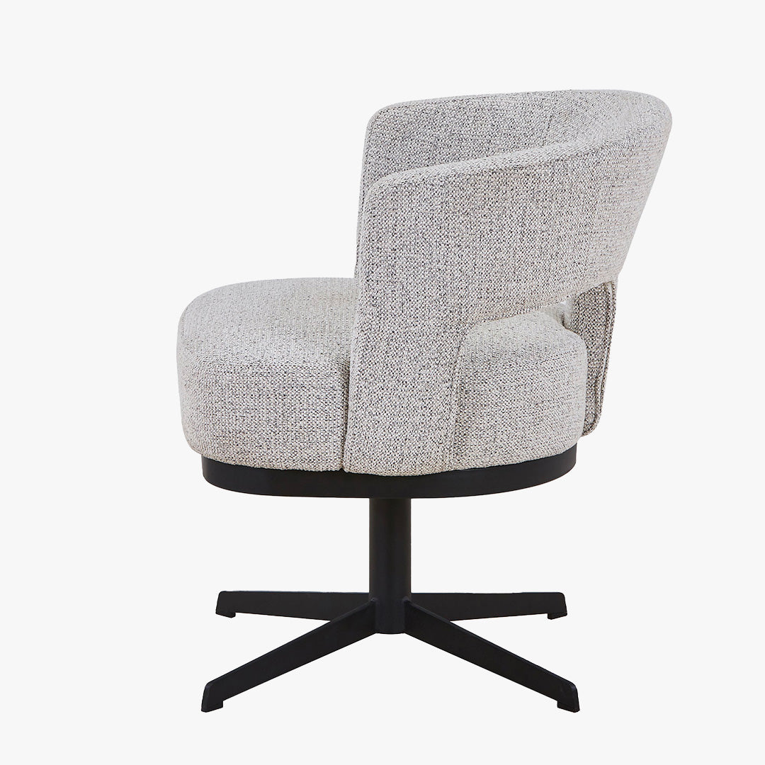 HAVA Chaise pivotante en tissu gris clair pieds en métal noir