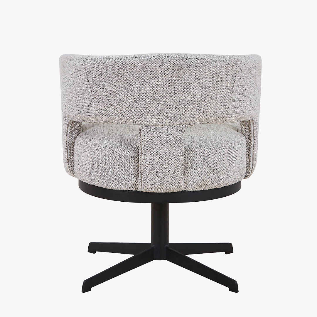 HAVA Chaise pivotante en tissu gris clair pieds en métal noir