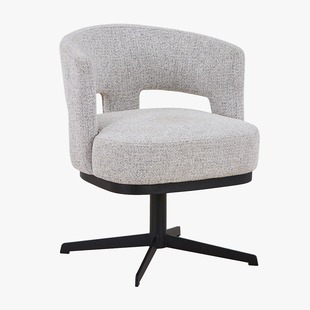 HAVA Chaise pivotante en tissu gris clair pieds en métal noir