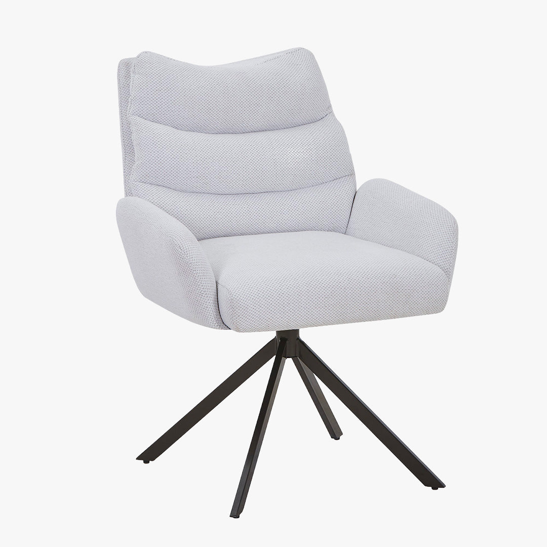BROOK Chaise pivotante en tissu beige pieds en métal noir