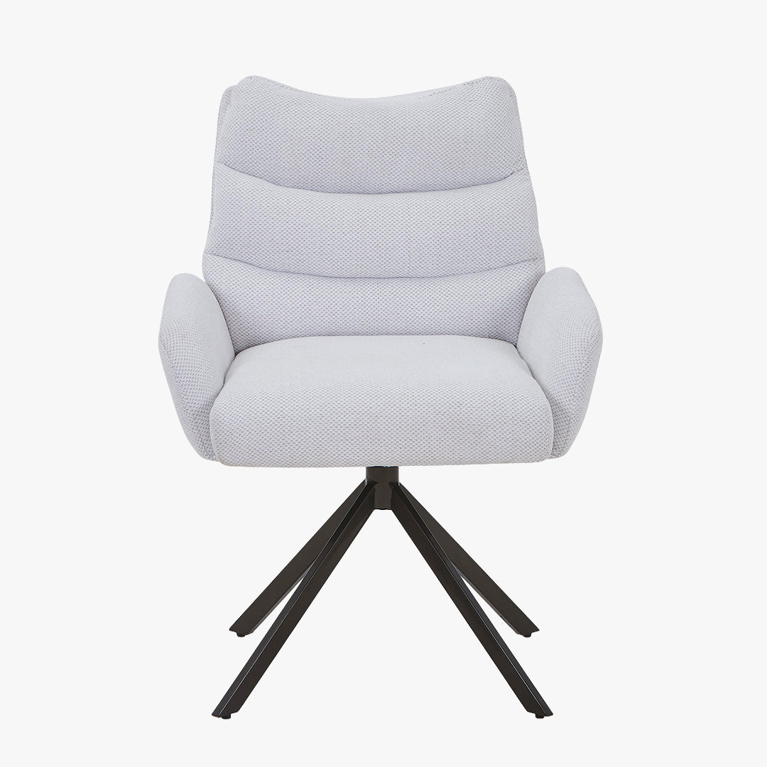 BROOK Chaise pivotante en tissu beige pieds en métal noir