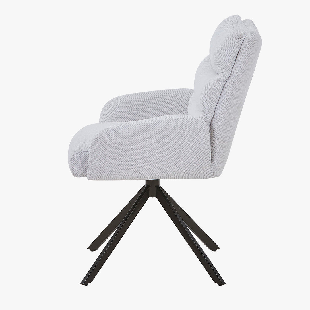 BROOK Chaise pivotante en tissu beige pieds en métal noir