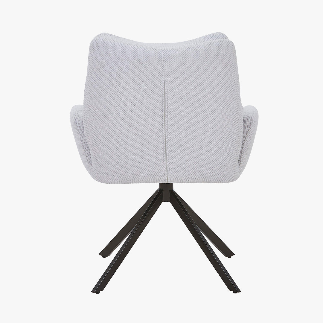 BROOK Chaise pivotante en tissu beige pieds en métal noir