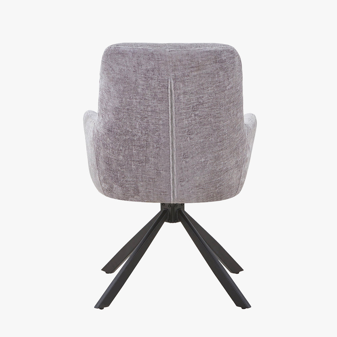 ASHLY Lot de 2 chaises pivotantes en tissu gris pieds en métal noir