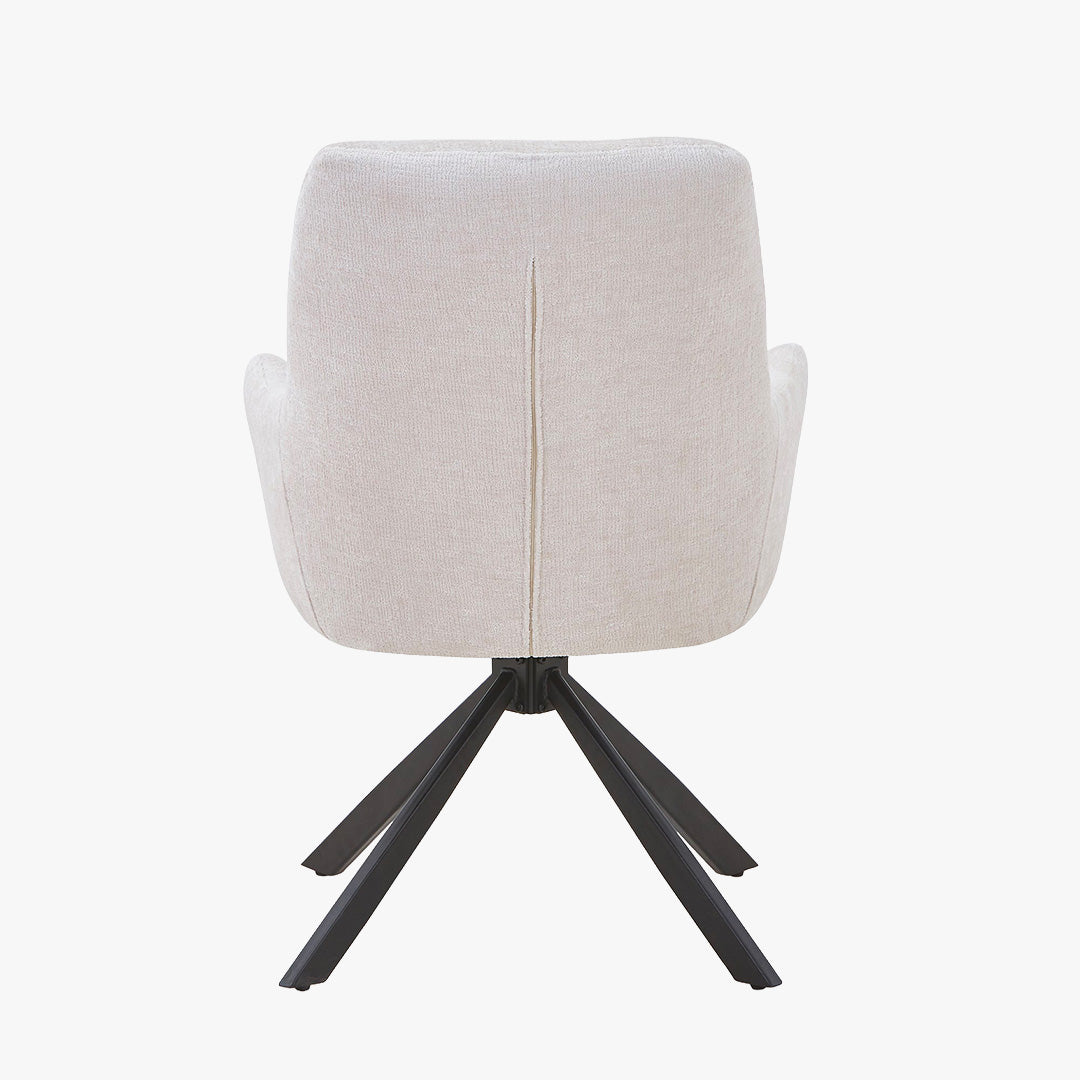 ASHLY Lot de 2 chaises pivotantes en tissu beige pieds en métal noir