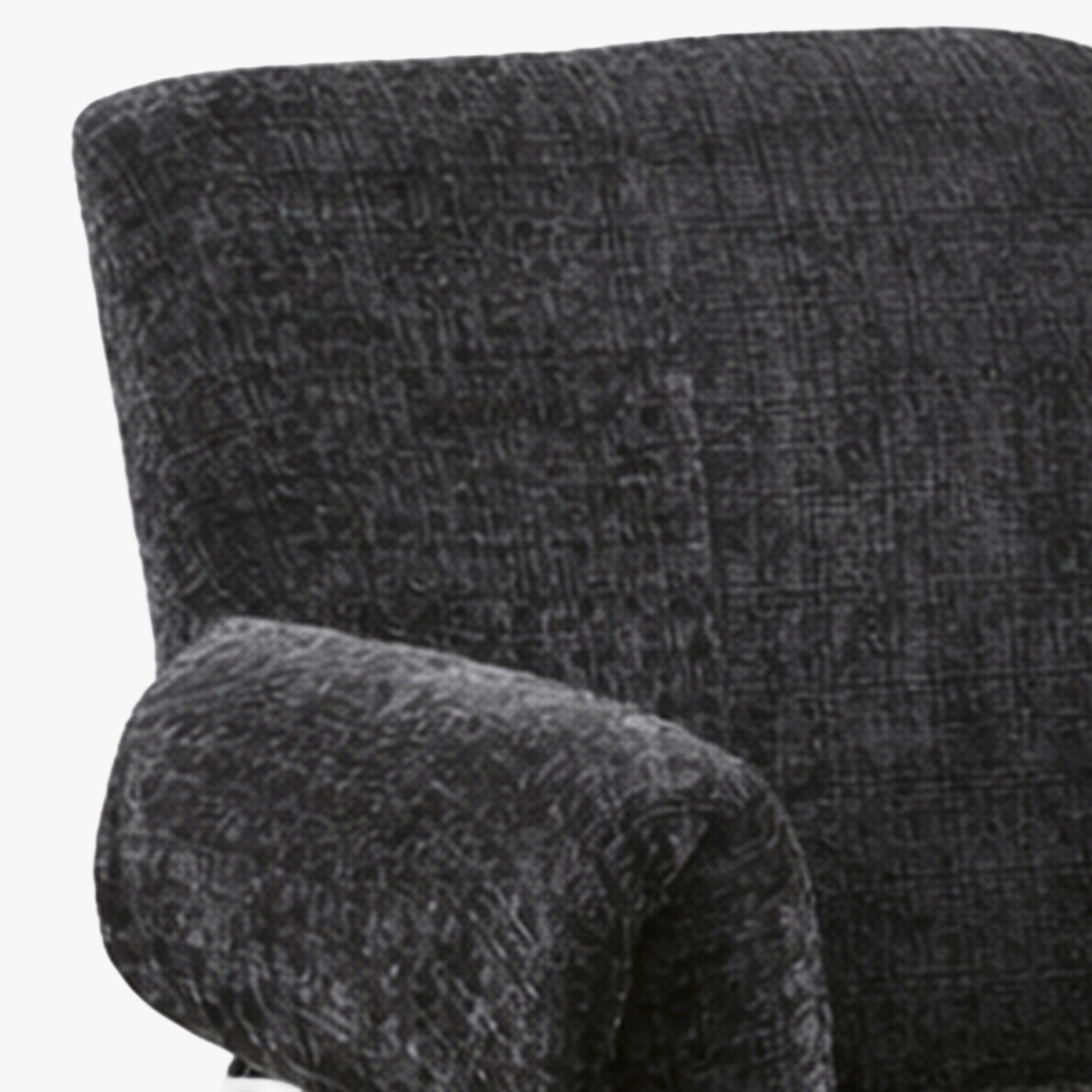SARA Chaise en tissu noir pieds en métal noir
