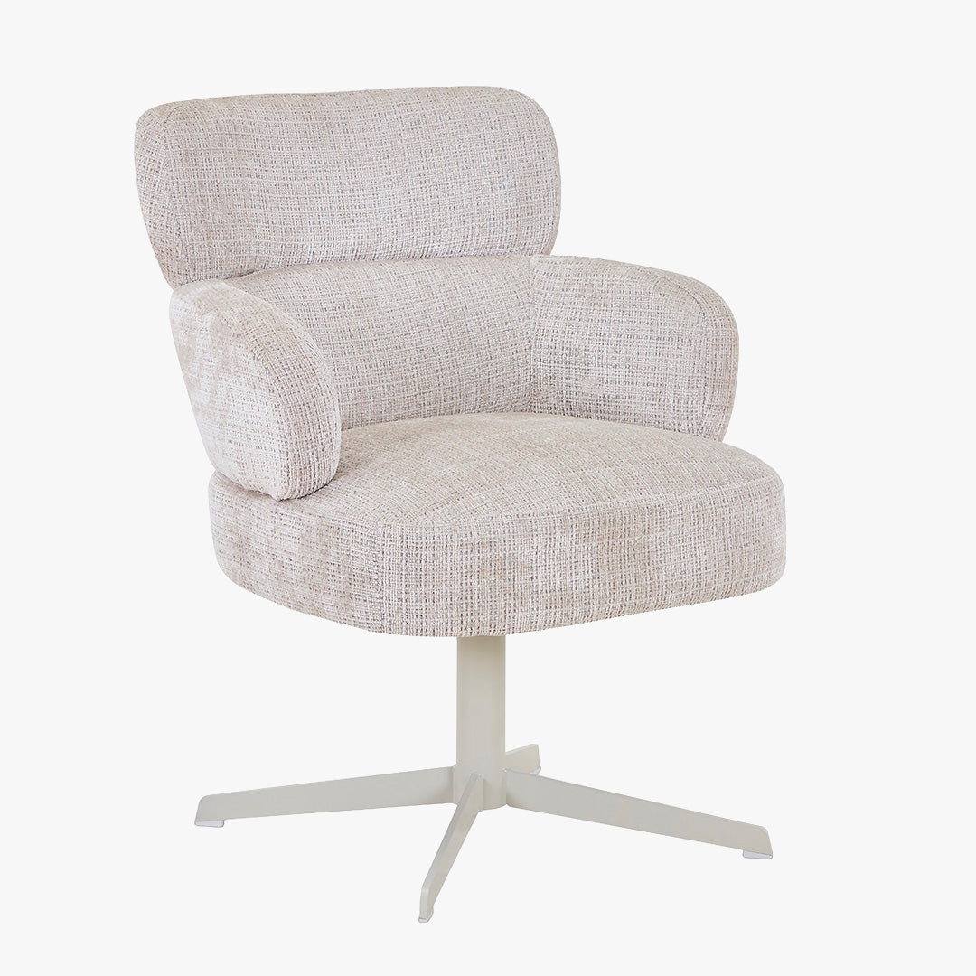NEJYA Fauteuil en tissu beige pieds en métal gris