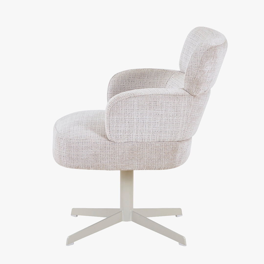 NEJYA Fauteuil en tissu beige pieds en métal gris