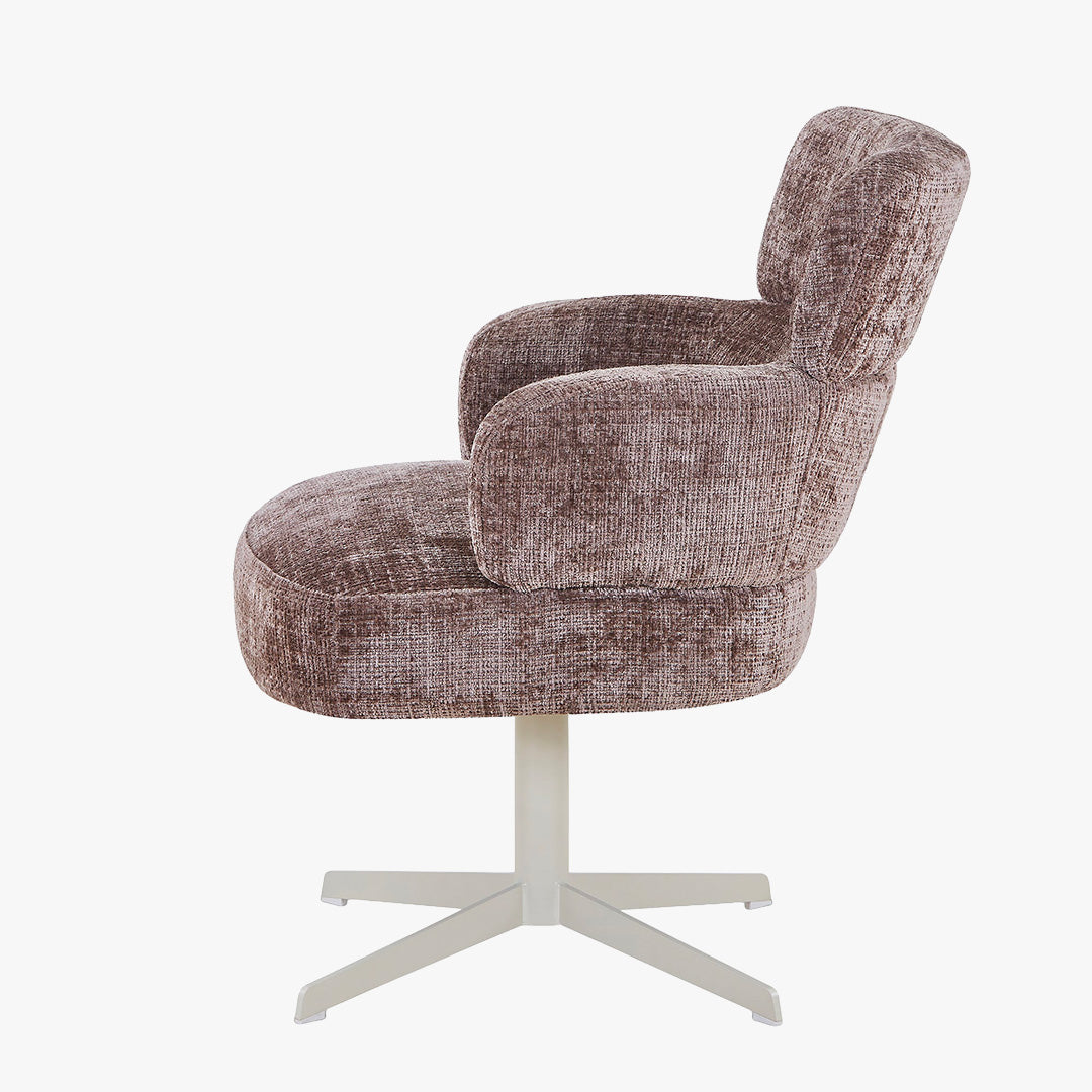 NEJYA Fauteuil en tissu taupe pieds en métal gris