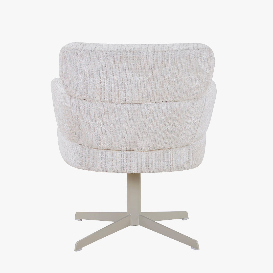 NEJYA Fauteuil en tissu blanc écru pieds en métal gris