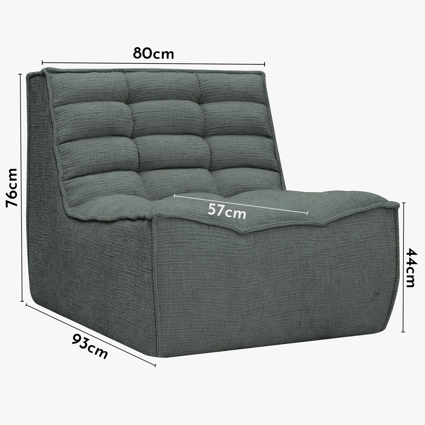 ZEYNA Fauteuil modulable en tissu vert