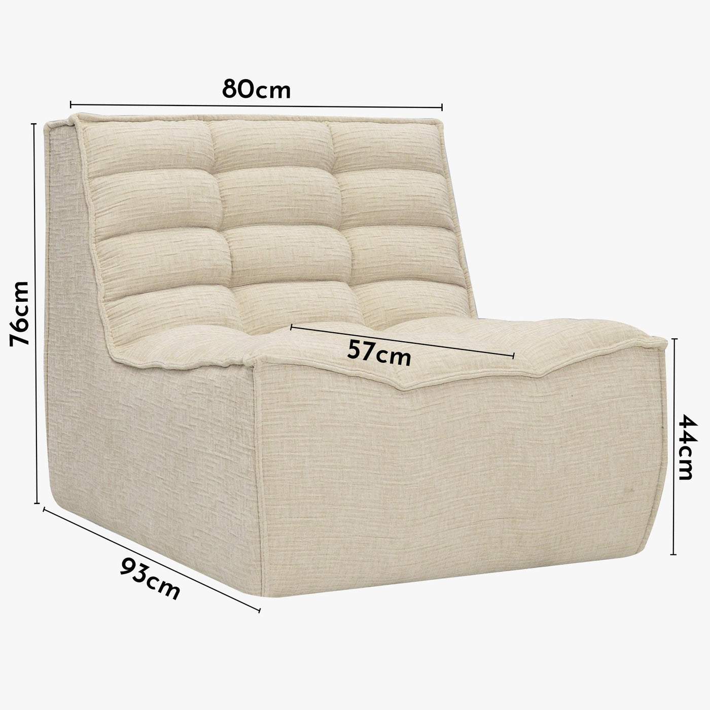 ZEYNA Fauteuil modulable en tissu beige