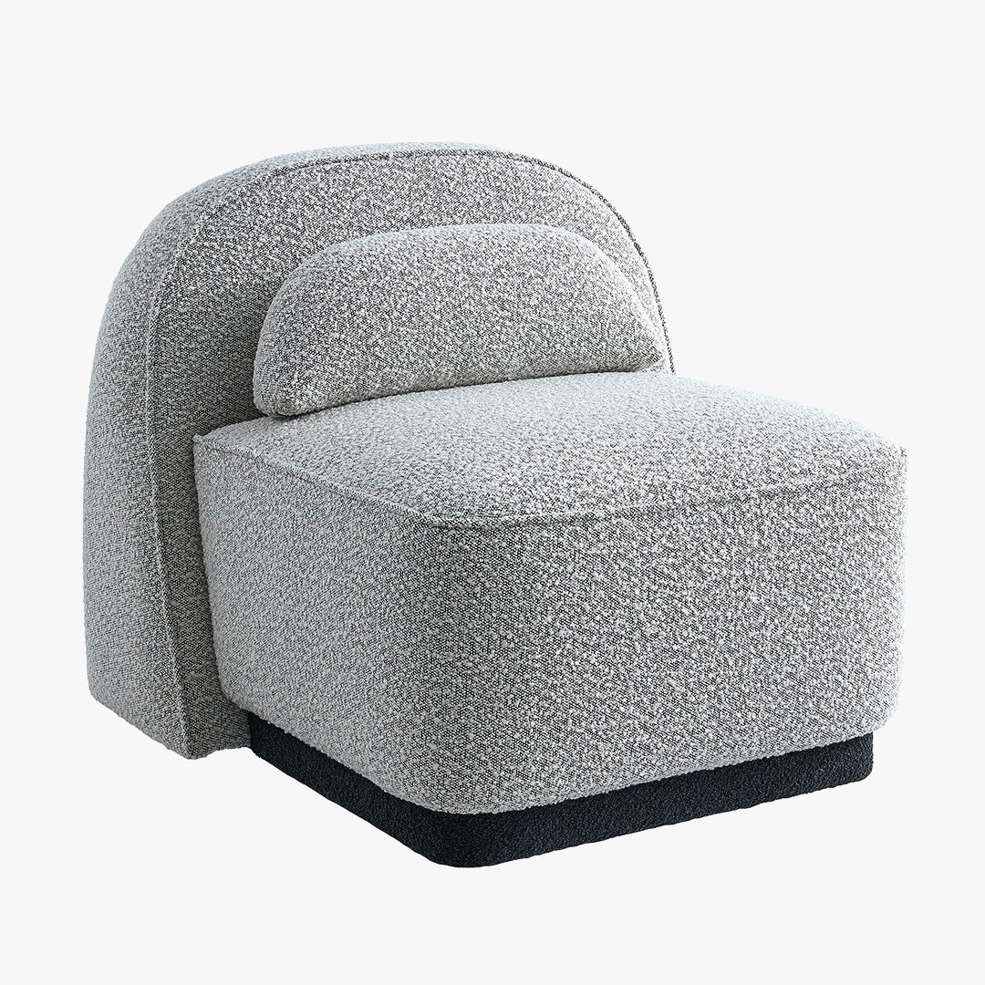 BERY Fauteuil pivotant en tissu bouclette gris