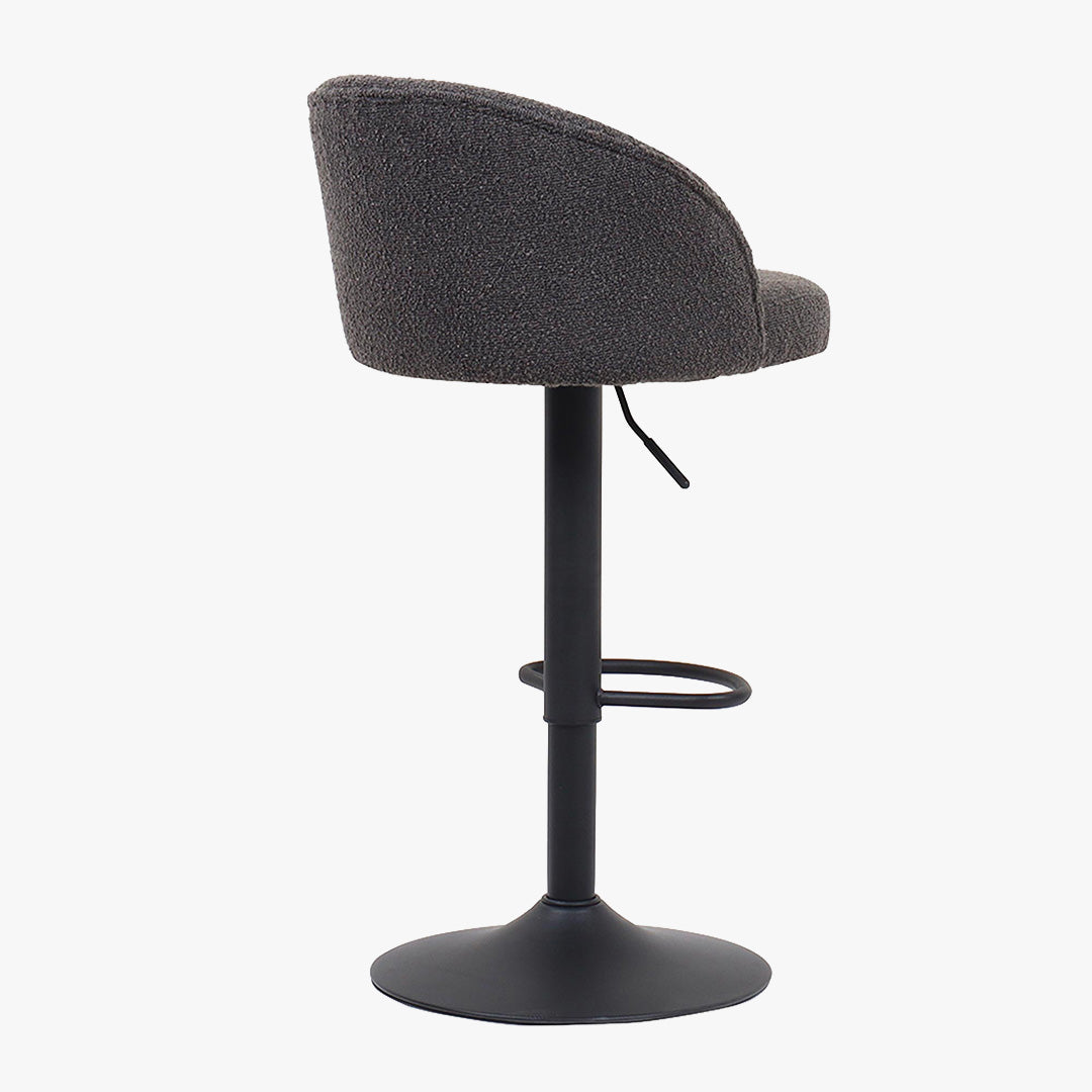 ARIA Lot de 2 tabourets en tissu bouclette gris anthracite piètement métal noir
