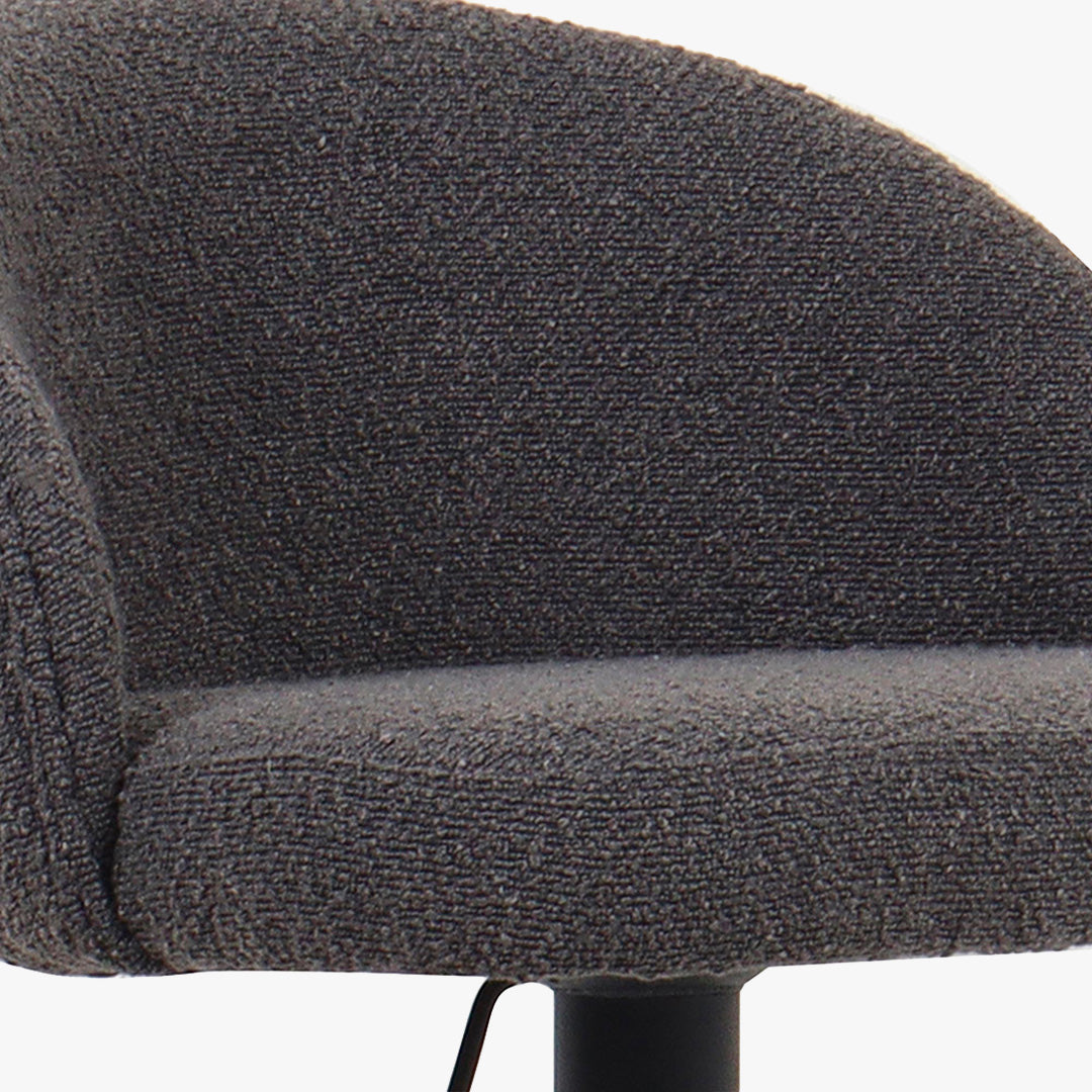 ARIA Lot de 2 tabourets en tissu bouclette gris anthracite piètement métal noir