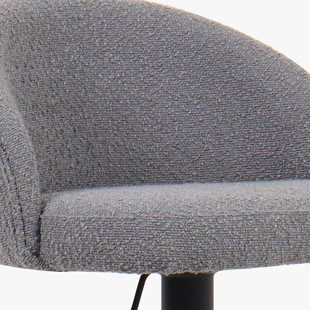 ARIA Lot de 2 tabourets en tissu bouclette gris clair piètement métal noir