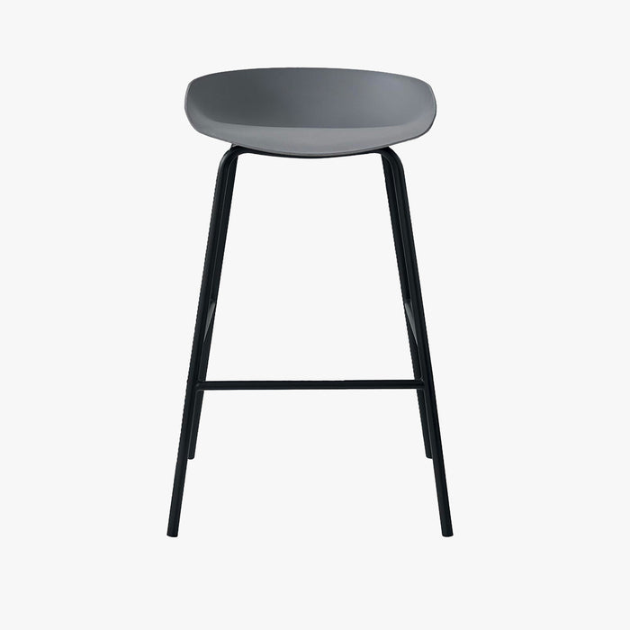 LEVIA Lot de 4 tabourets en plastique gris piètement métal noir