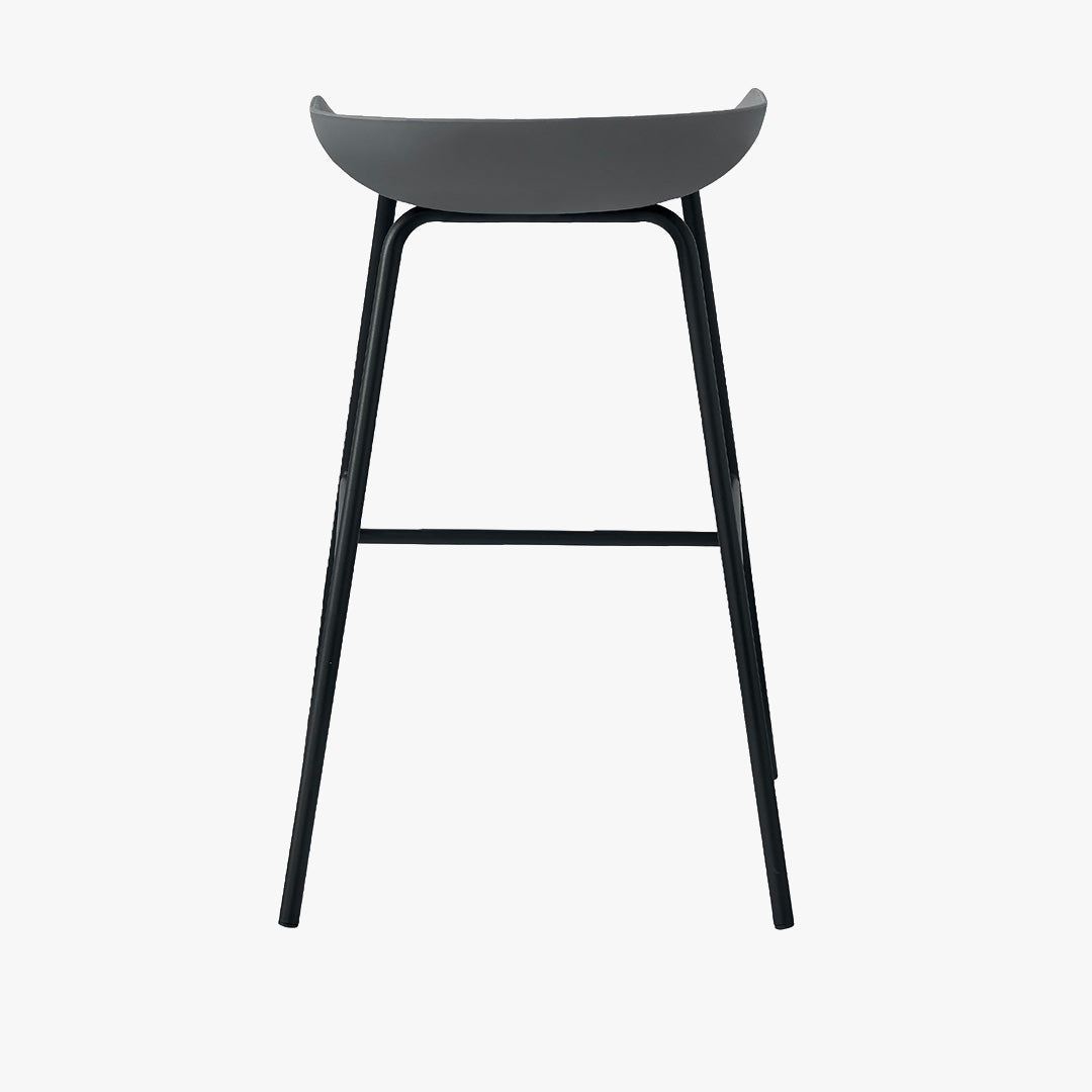 LEVIA Lot de 4 tabourets en plastique gris piètement métal noir