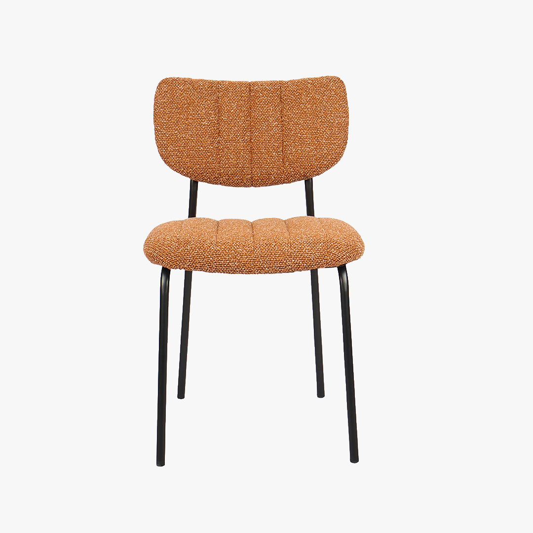 JAYDA Lot de 2 chaises en tissu orange piètement métal noir