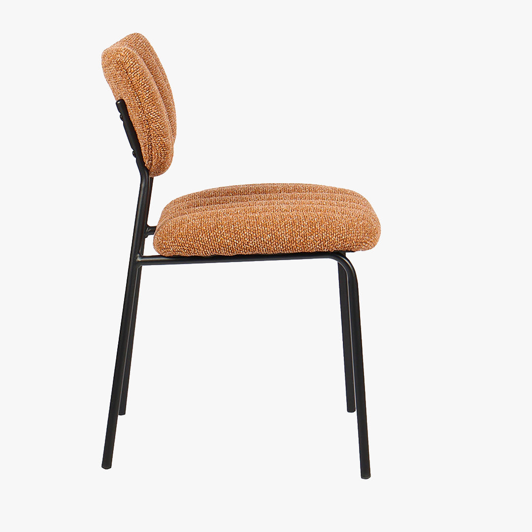 JAYDA Lot de 2 chaises en tissu orange piètement métal noir