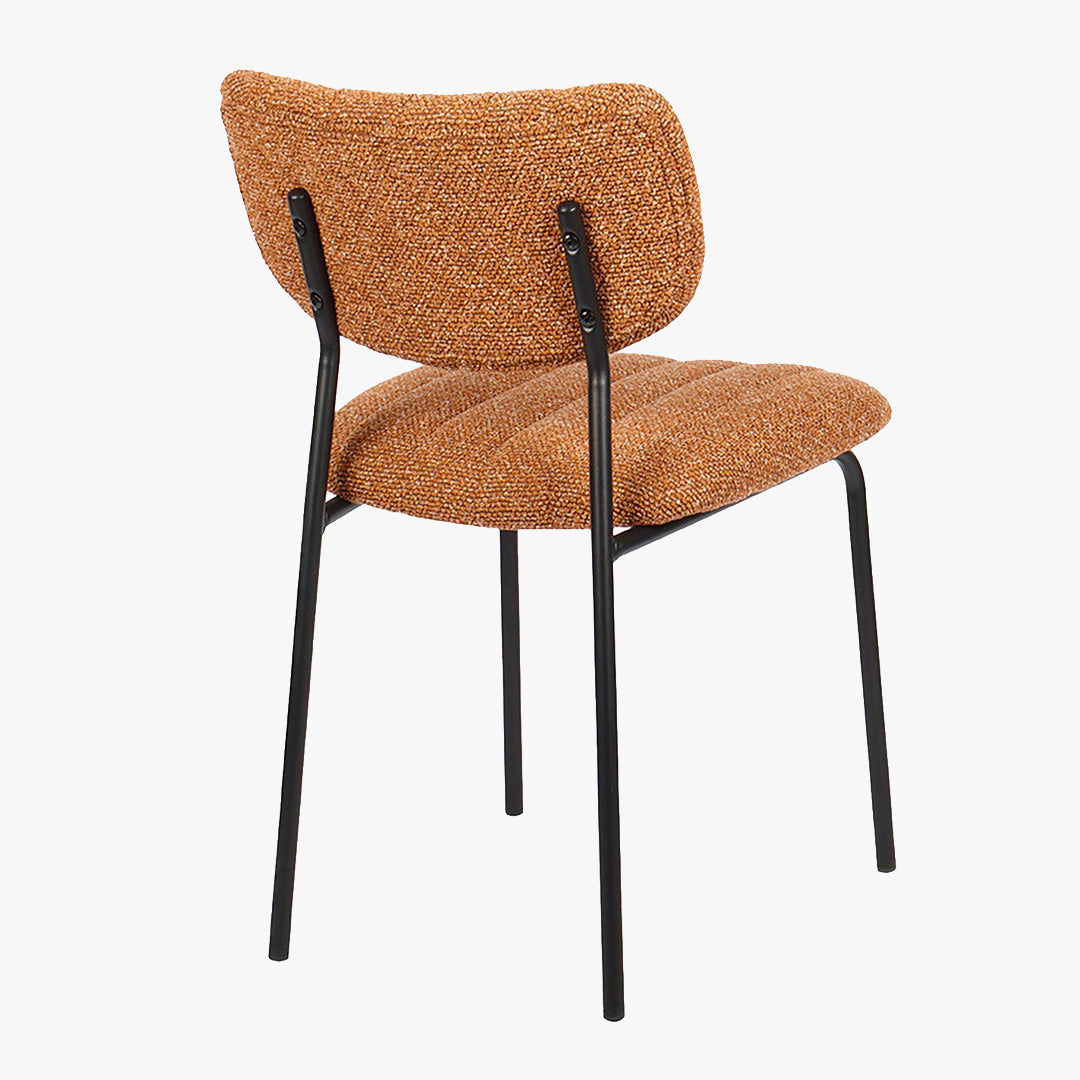 JAYDA Lot de 2 chaises en tissu orange piètement métal noir