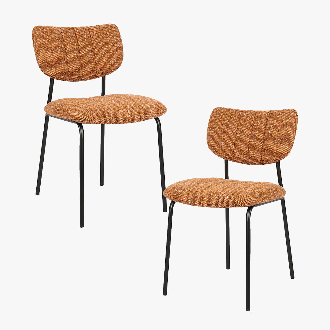 JAYDA Lot de 2 chaises en tissu orange piètement métal noir