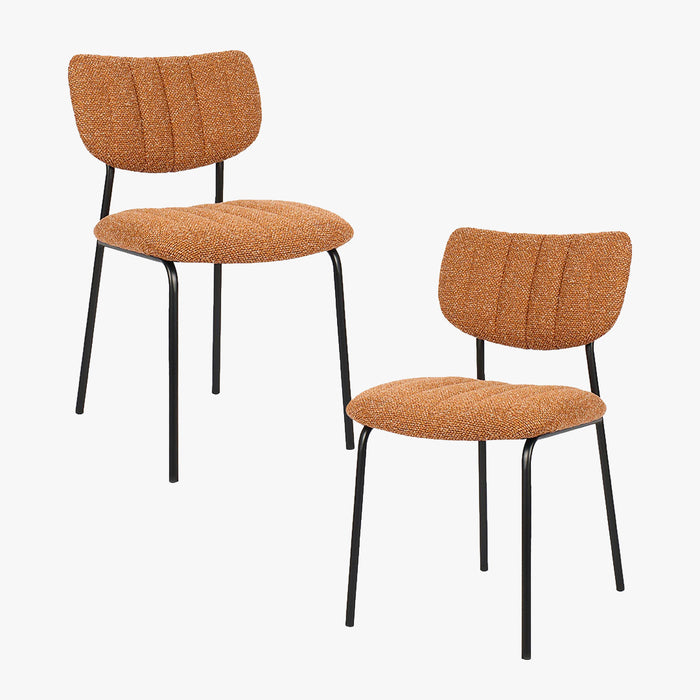 JAYDA Lot de 2 chaises en tissu orange piètement métal noir