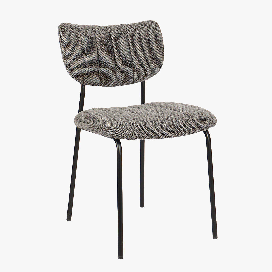 JAYDA Lot de 2 chaises en tissu gris foncé piètement métal noir
