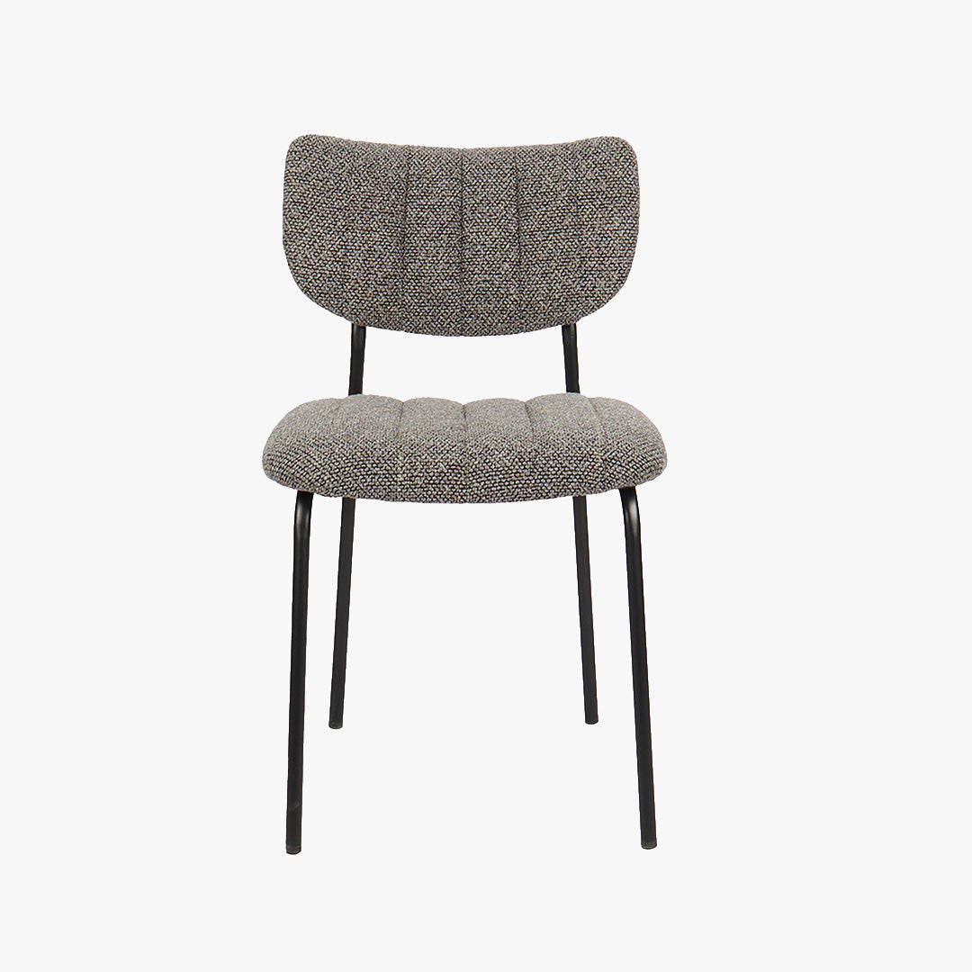 JAYDA Lot de 2 chaises en tissu gris foncé piètement métal noir